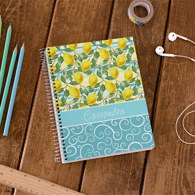 Custom Mediterranean Summer Lemon Fruit Pattern Notebook (Creator Uploaded)