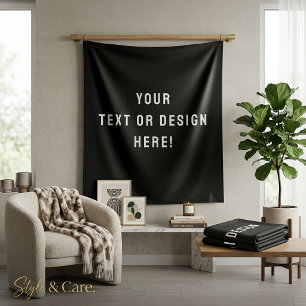 Custom Medium Tapestry – Black & Personalized