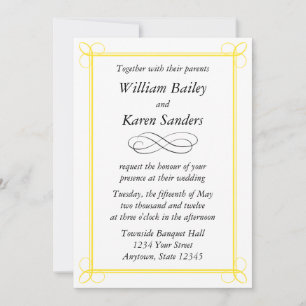 Custom Medium Yellow Invitation - Scroll Design