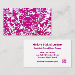 Custom Mehndi Artist Business Card with QR Code an