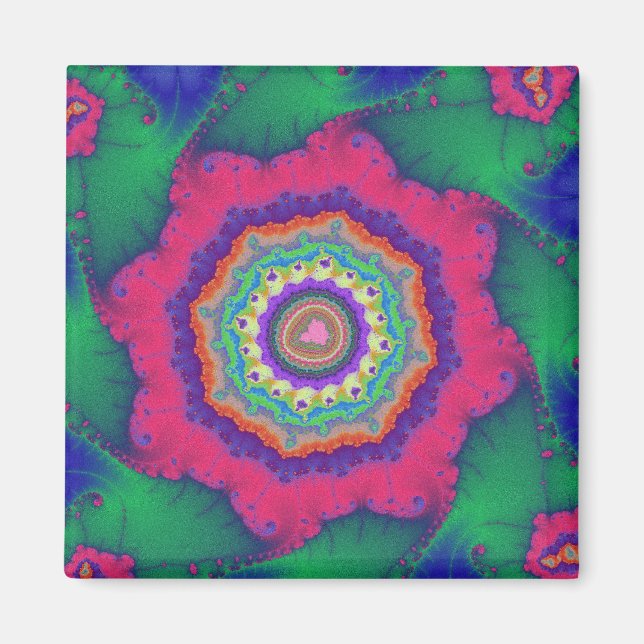 Custom Melon Pink Pinwheel Square Magnet (Front)