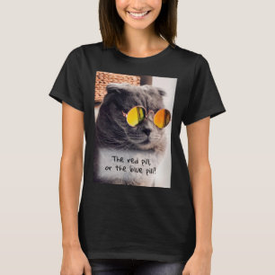 Custom Meme Funny Blue Cat with Glasses T-Shirt