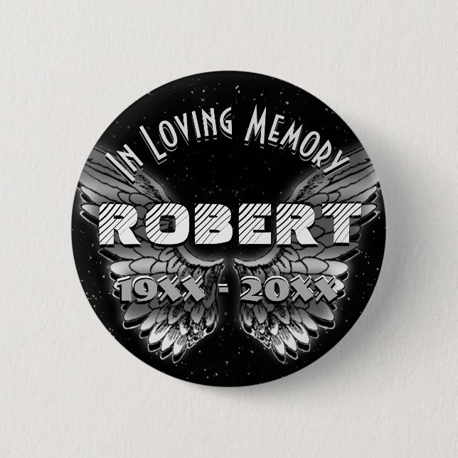 Custom Memorial Angel Wings 2 Inch Round Button (Front)