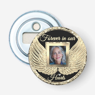 Custom Memorial Angel Wings Add Photo Bottle Opener