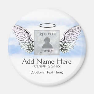 Custom Memorial   Angel Wings and Clouds Magnet
