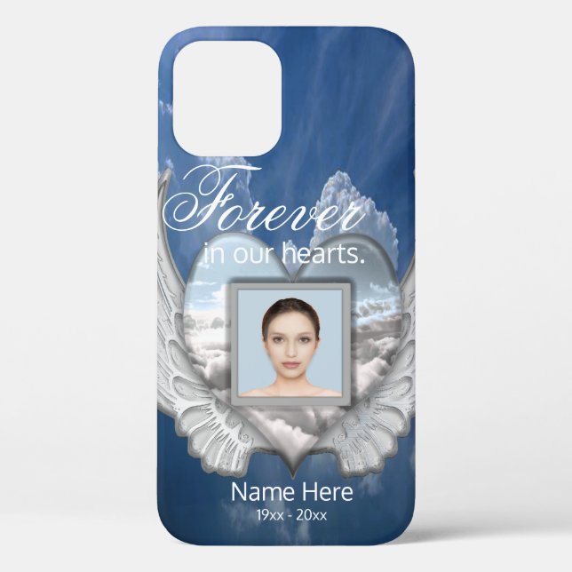 Custom Memorial Angel Wings Heart Add Photo Case-Mate iPhone Case (Back)