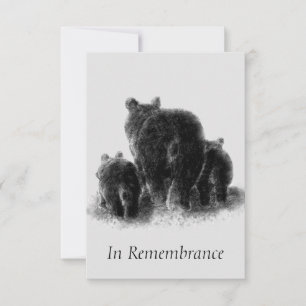 Custom Memorial Animal Watercolor Bear Family Invitation