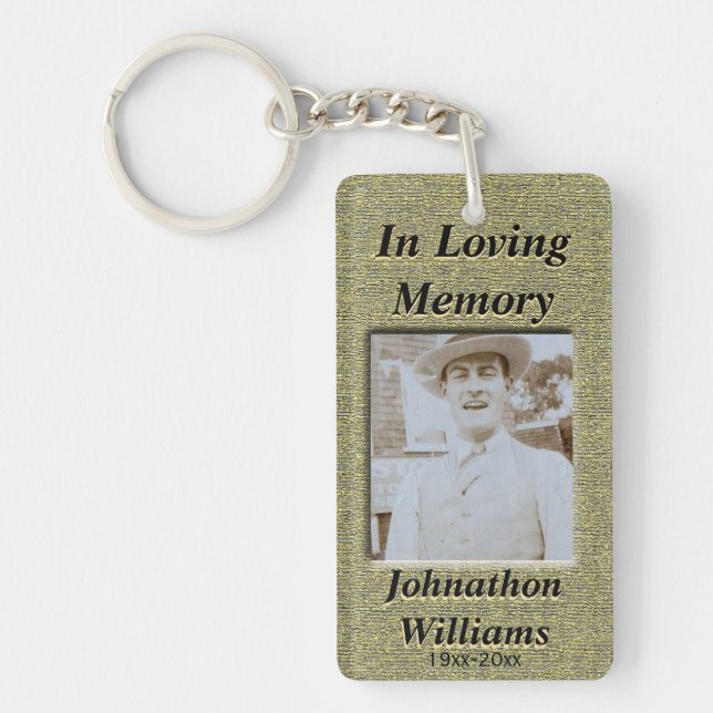 Custom Memorial Anique Gold Look Keychain (Front)