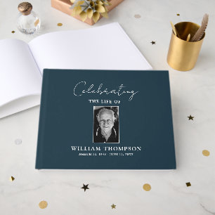 Custom Memorial Celebrating Life Of Photo Funeral Guest Book