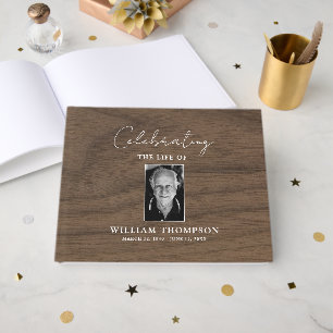 Custom Memorial Celebrating Life Of Photo Funeral Guest Book