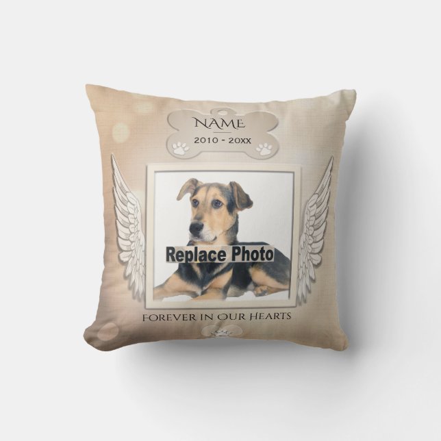 Custom Memorial for a Dog Throw Pillow (Front)