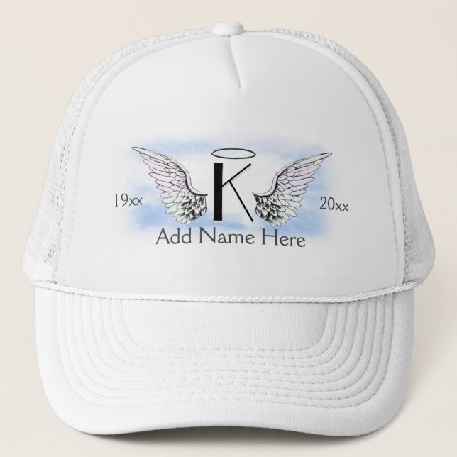Custom Memorial Hat with Angel Wings (Front)