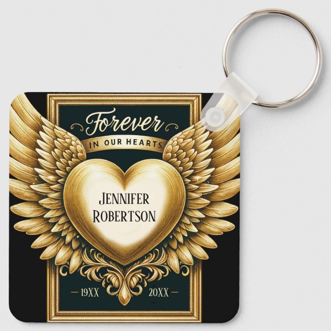 Custom Memorial Heart Keychain (Back)