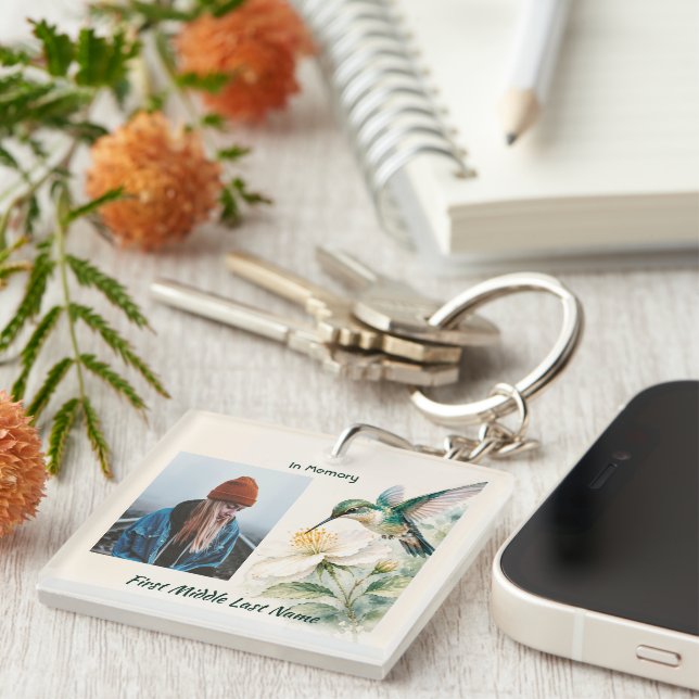 Custom Memorial Photo  Keepsake  Keychain (Front Right)