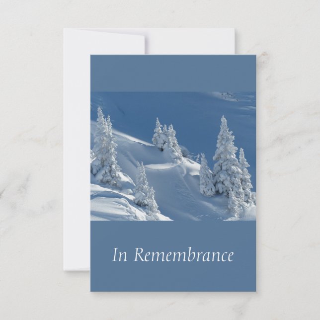 Custom Memorial Service Beautiful Mountain Skiing Invitation (Front)