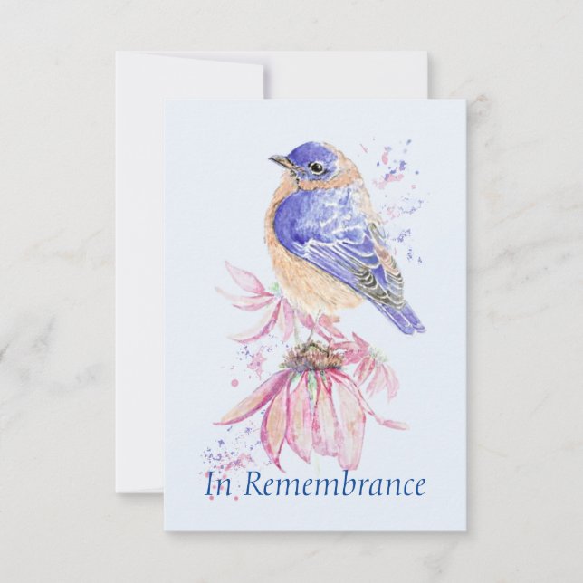 Custom Memorial Service Bluebird Garden Bird Invitation (Front)