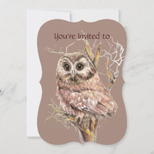 Custom Memorial Service Invite Owl in Tree Art