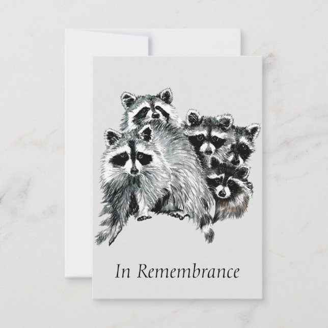 Custom Memorial Service Raccoons Invitation (Front)