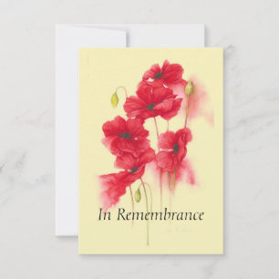 Custom Memorial Service Red Poppies Flowers Invitation