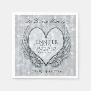 Custom Memorial Template Heart Wings Napkin