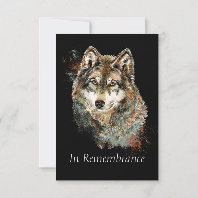 Custom Memorial Wolf Animal Watercolor Invitation (Front)