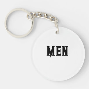 Custom Men Text Black Colour Text White Background Keychain