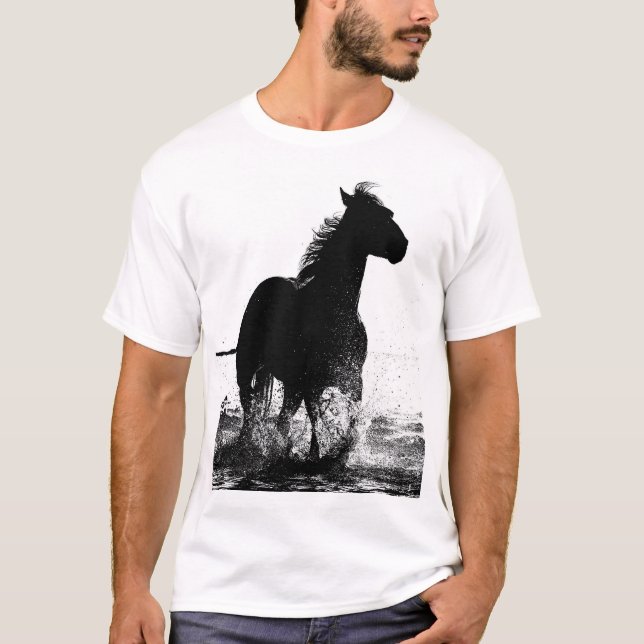 Custom Mens Clothing Running Horse Pop Art T-Shirt (Front)