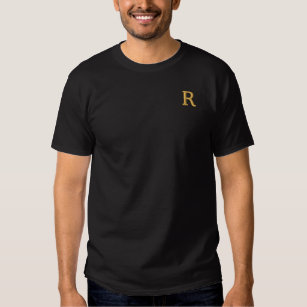 Custom Mens Embroidered Faux Gold Monogram T-Shirt