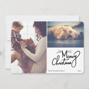 Custom Meowy Christmas 2 Photo Holiday Card