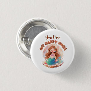 Custom Mermaid [ Add Your Name ] Cute Aesthetic 1 Inch Round Button