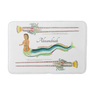 Custom Mermaid Lobster Vintage Coastal Bath Mat