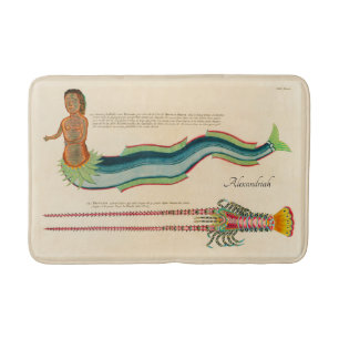 Custom Mermaid Lobster Vintage Coastal Bath Mat