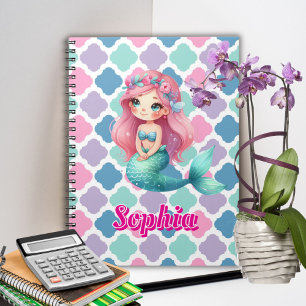 Custom Mermaid pink pattern  Notebook