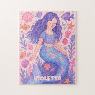 Custom Mermaid Puzzle with Name & Ocean Shells
