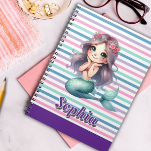 Custom Mermaid striped pattern  Notebook