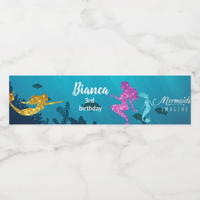 Custom mermaid water bottle label (Single Label)