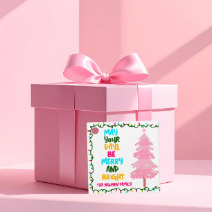 Custom Merry Bright Pink Christmas Party Favour Tags