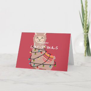 Custom Merry Christmas Alpaca Llama Greeting Card