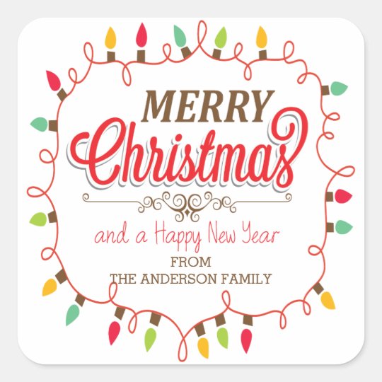 Custom Merry Christmas Bright Lights Sticker
