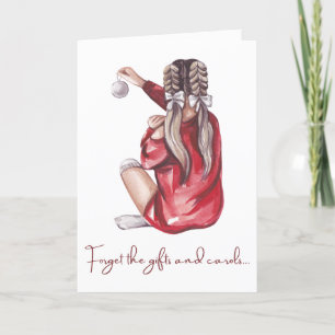 Custom Merry Christmas Cute Girl For Friends Holiday Card