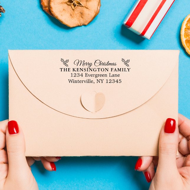 Custom Merry Christmas Family Address Stamp (Custom Merry Christmas Family Address Stamp)