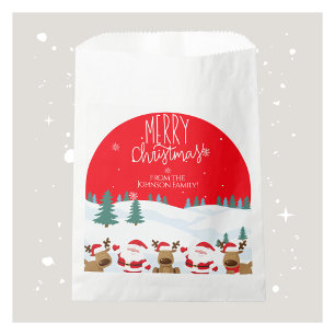 Custom Merry Christmas Favour Bags with Family Nam