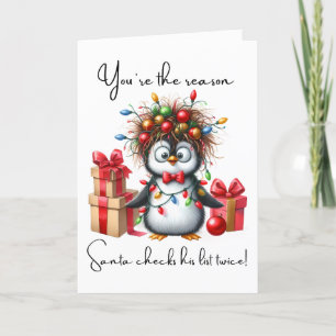 Custom Merry Christmas Funny penguin For Friends Holiday Card