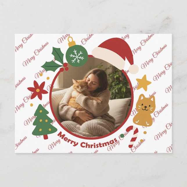 Custom Merry Christmas Holiday Photo Postcard  (Front)