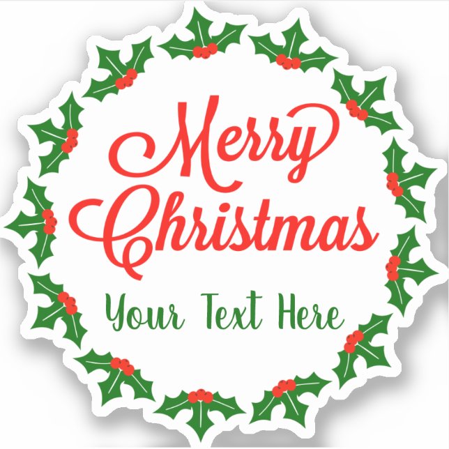 Custom Merry Christmas Holly Berry  Kiss-Cut (Front)