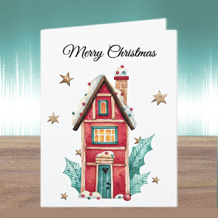 Custom, Merry Christmas Magical Sweets House  Holiday Card