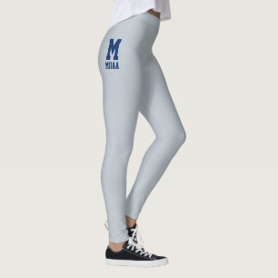 Custom Merry Christmas Metallic Silver Royal Blue Leggings