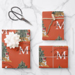 Custom Merry Christmas Monogram Tiger & Tree Red Wrapping Paper Sheet<br><div class="desc">A personalized "Merry Christmas" monogram design with a Xmas tiger and Christmas tree. An ideal festive custom design for the holiday season. Customize the monogram and make it your own!</div>