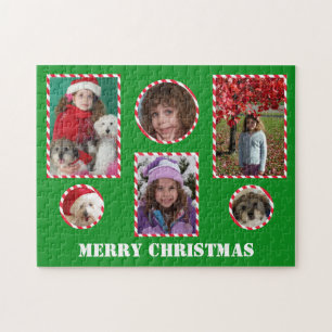 Custom Merry Christmas Photo Jigsaw Collage Puzzle