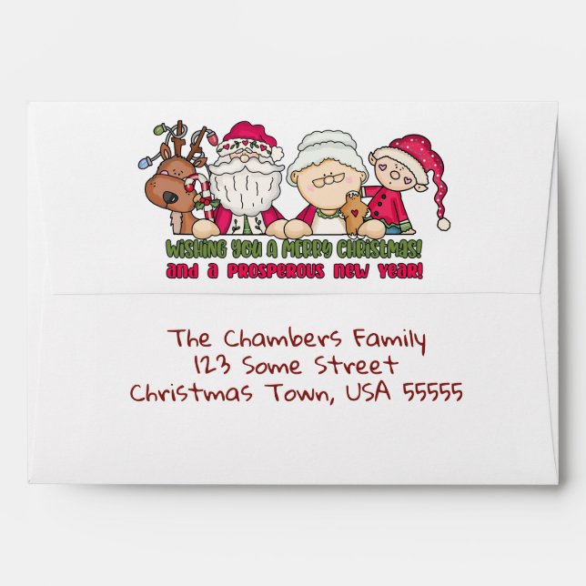 Custom Merry Christmas Santa Claus Envelope (Back (Top Flap))